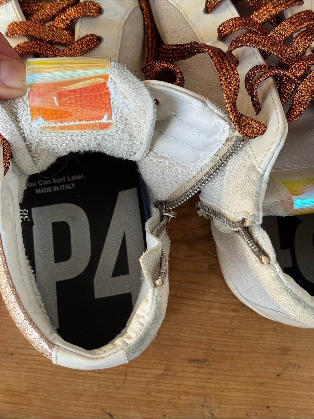 P448 Skate Shimmer High-Top Sneakers with Copper Laces, 8 - Picture 8 of 9